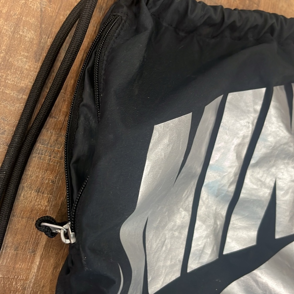 Nike Black And Silver Drawstring Backpack - image 2